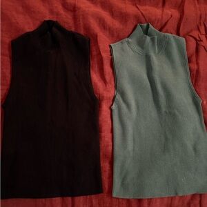 Madewell Ribbed Mock Neck Top in Teal